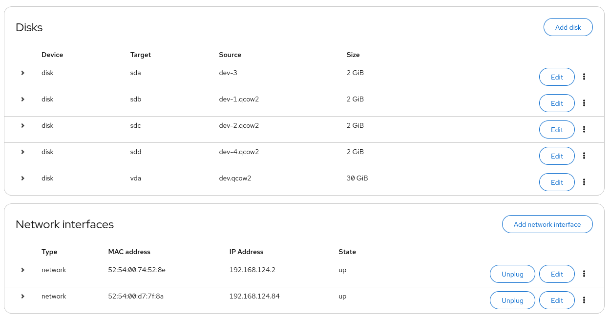 screenshot of disks table expanded